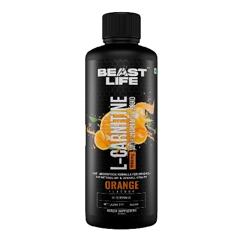 1 - BeastLife L-Carnitine with Vitamin B5 Liquid 1100mg, 450 ml Orange