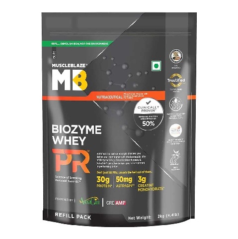 2 - MuscleBlaze Biozyme Whey PR, 4.4 lb Refill Pouch Molten Chocolate Cake