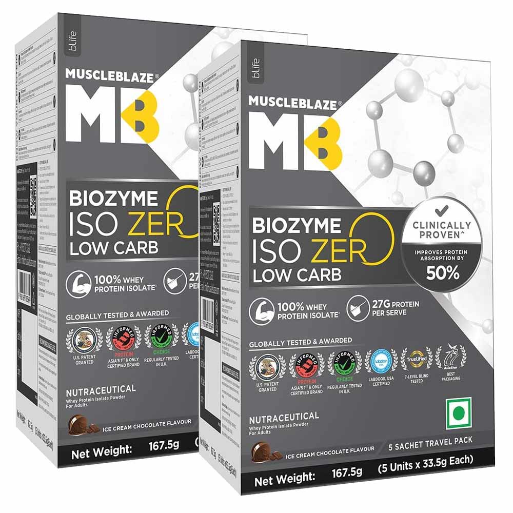 MuscleBlaze Biozyme Iso-Zero Ice Cream Chocolate 335g - 10 sachets x 33.5g-image-18