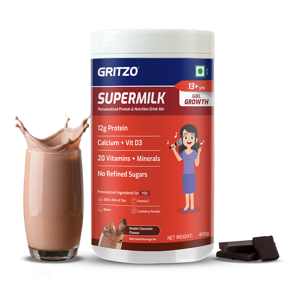 1 - Supermilk Overall Growth for Girl 13+ years, 400 g Double Chocolate 13+ Yrs Girl Overall Growth With Unrefined Sugar