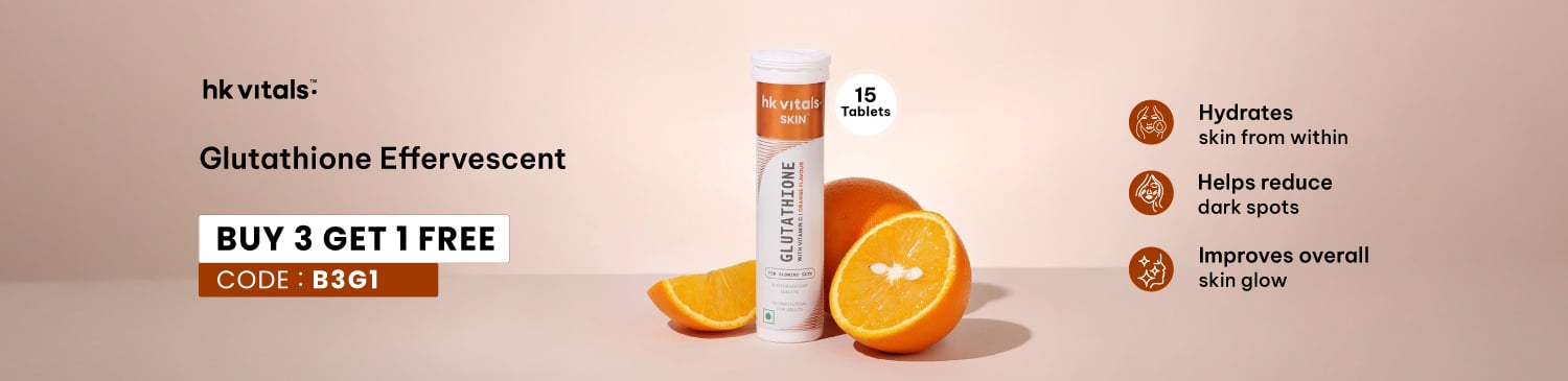 HealthKart HK Vitals Glutathione Effervescent, 15 tablet(s), Orange | Buy 3 Get 1 FREE | B3G1