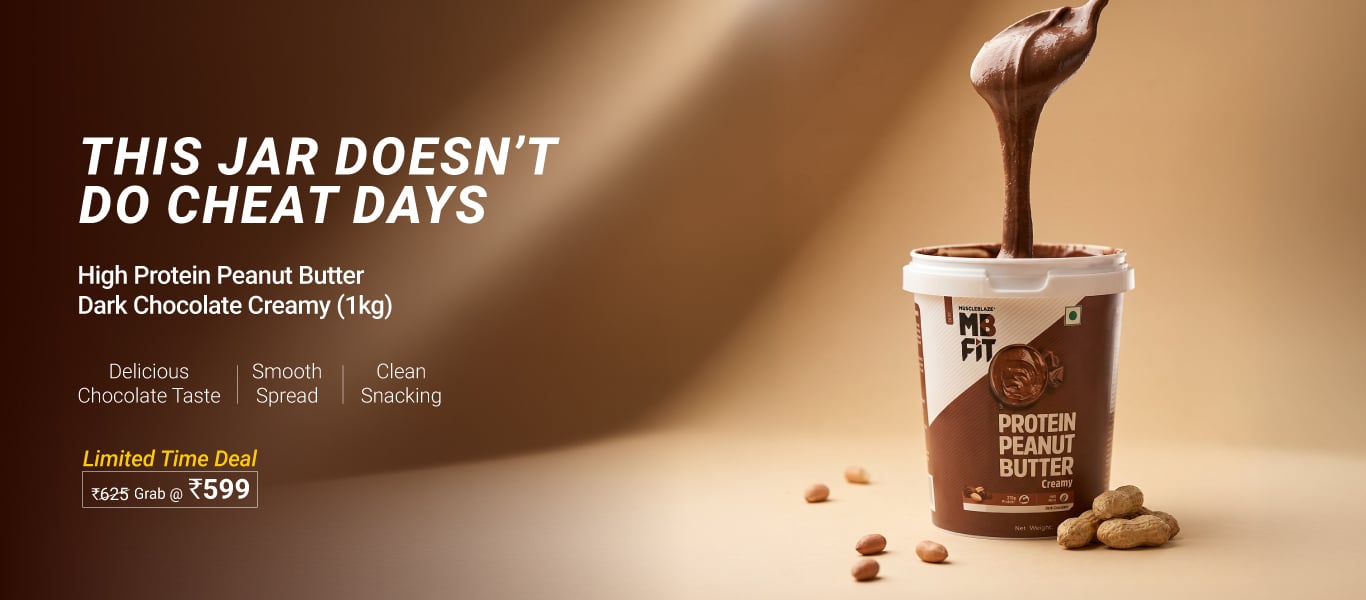 Limited Time Deal: MuscleBlaze High Protein Peanut Butter 1 kg Dark Chocolate Creamy @ 599