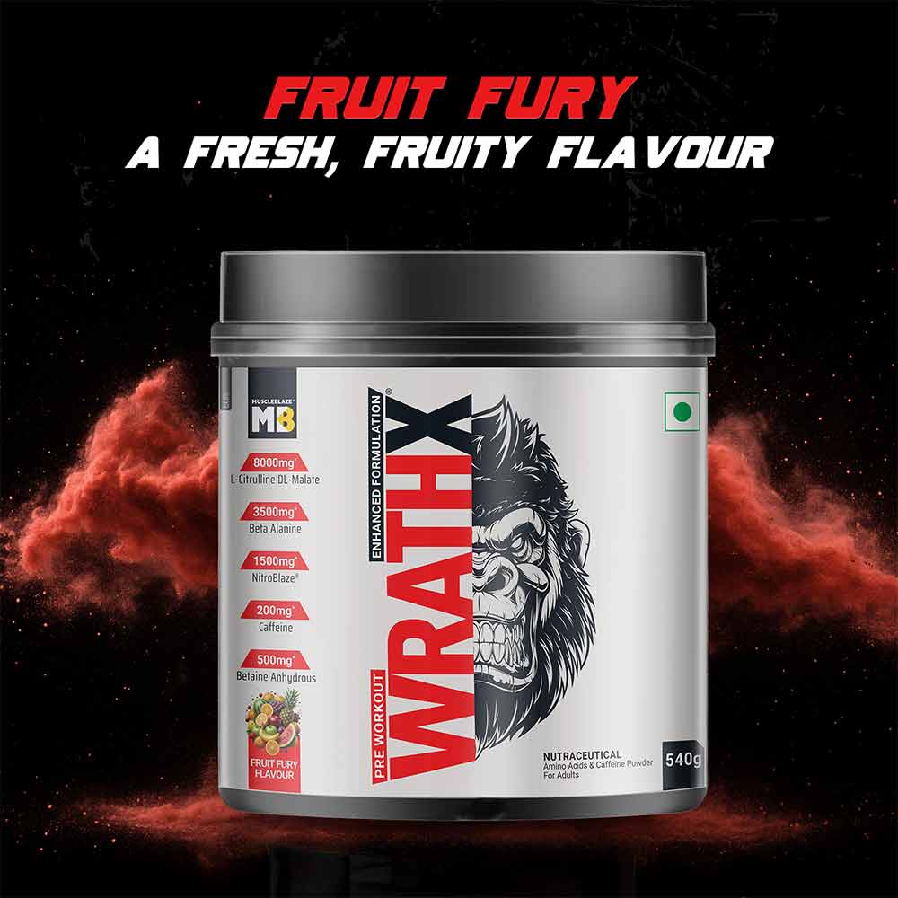 3 - MuscleBlaze Pre Workout WrathX,  30 Servings  Fruit Fury
