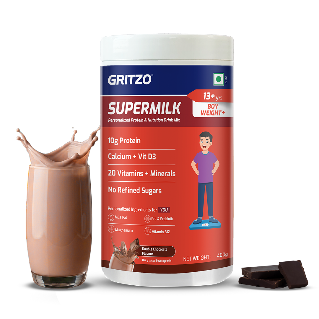 1 - Supermilk Weight+ for Boy/Girl 13+ years, 400 g Double Chocolate 13+ Yrs Boy/Girl Weight+ With Unrefined Sugar