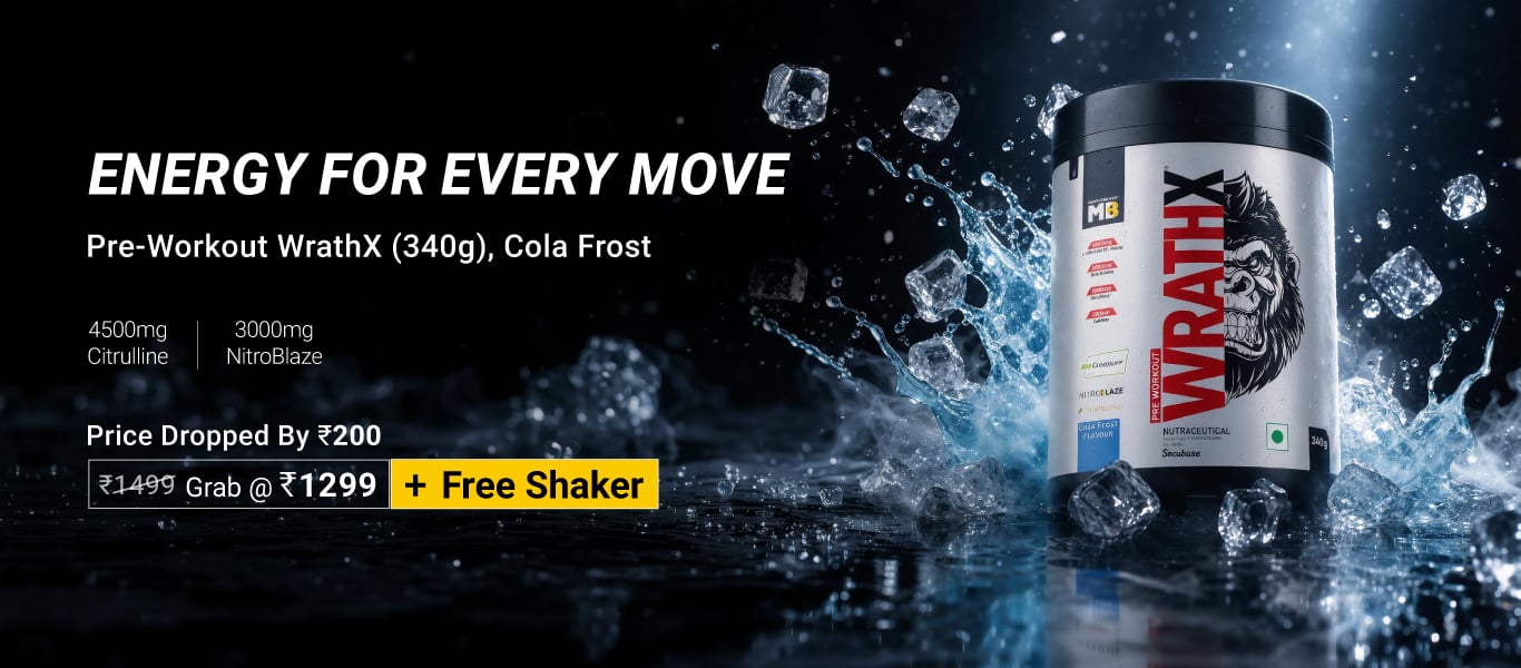 Pre Workout WrathX 340g Cola Frost @ 1299 + Free Shaker
