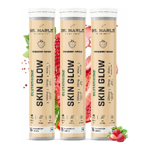 1 - DR. HARLE Glutathione Skin Glow Effervescent,  Strawberry (Pack of 3)  15 tablets 