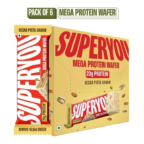 1 - Superyou Mega Protein Wafer, 6 bar(s) Kesar Pista Badam