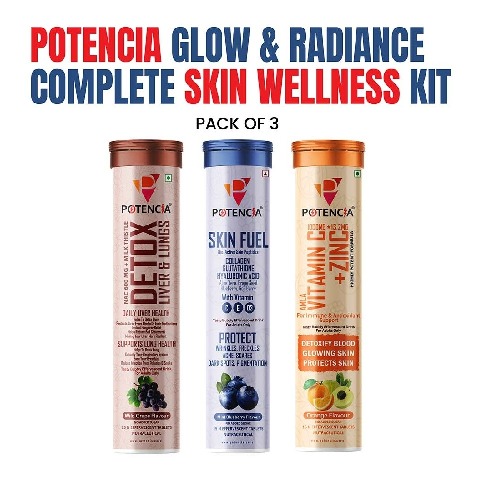 5 - Potencia Skin Wellness Kit, 3 Piece(s)/Pack Detox(Wild Grape)+Skin Fuel(Mint Blueberry)+Vitamin C(Orange)