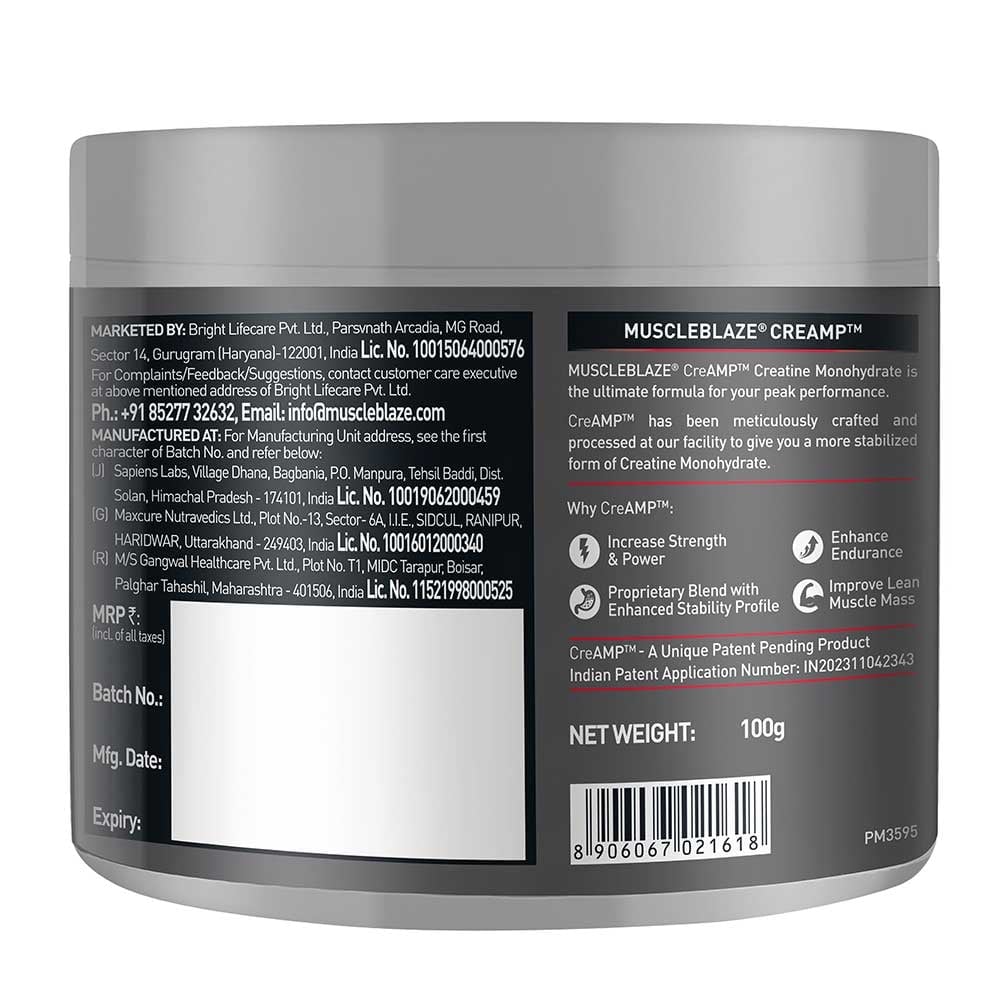 5 - MuscleBlaze Biozyme Performance Whey,  2.2 lb  Rich Chocolate, Creatine Monohydrate CreAMP Unflavoured 0.22 lb