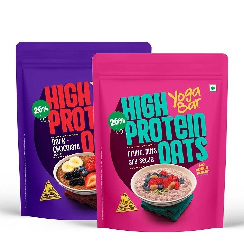 1 - Yogabar 26g High Protein Oats,  1 kg  Combo Pack, Dark Chocolate & Fruits Nuts and Seeds 