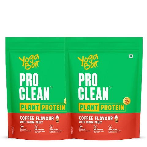 1 - Yogabar Pro Clean Plant Protein, 1.1 lb Coffee with Monk Fruit (Pack of 2)