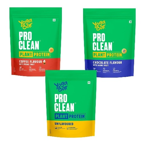 1 - Yogabar Pro Clean Plant Protein Combo Pack,  1.1 lb  Unflavoured, Coffee & Chocolate with Monk Fruit 