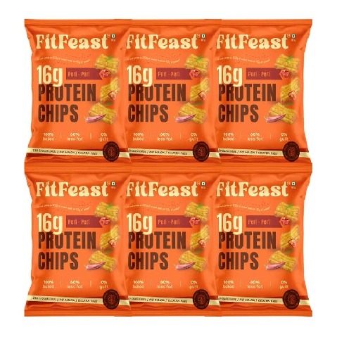 1 - FitFeast Protein Chips, 60 g Peri - Peri (Pack of 6)
