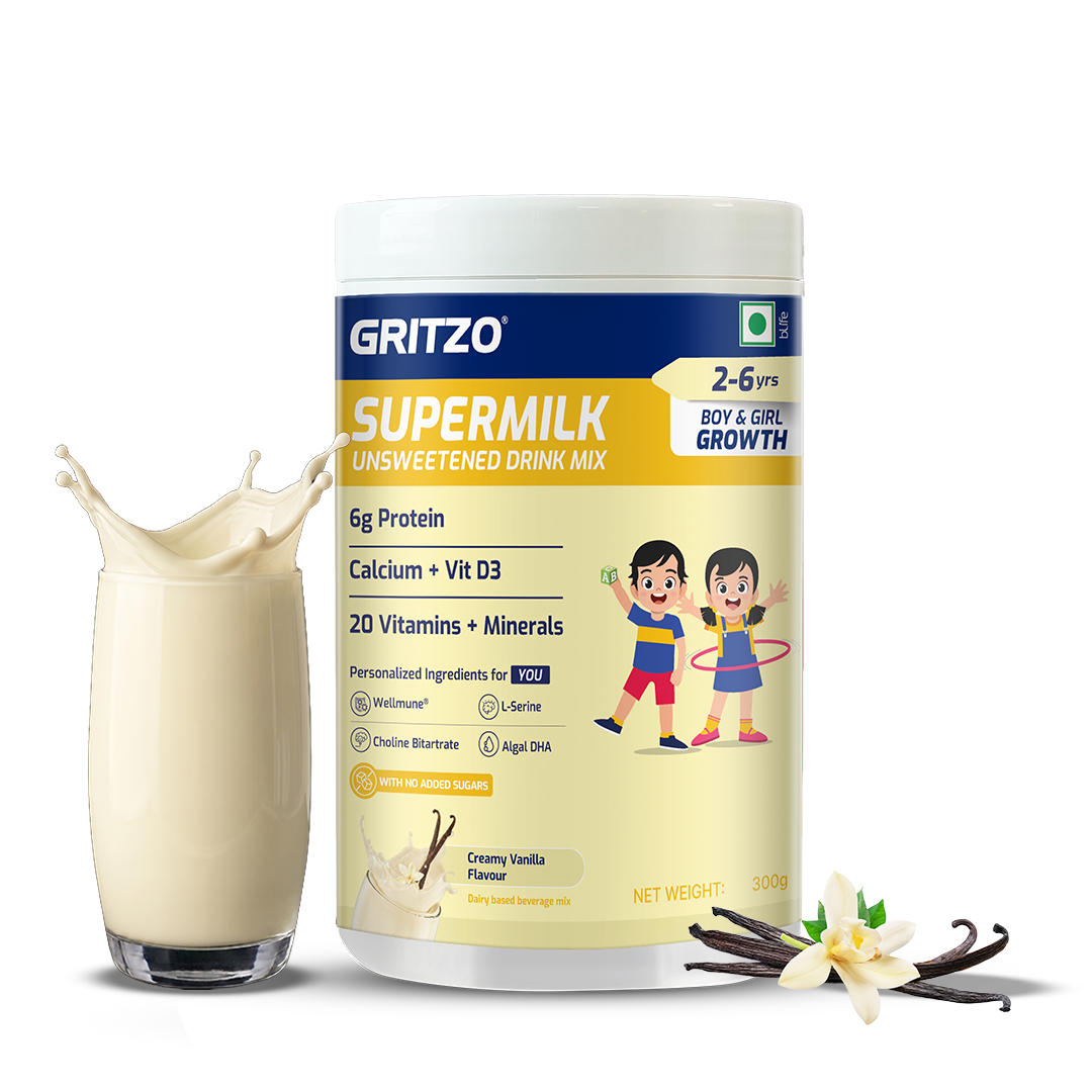 1 - Supermilk Growth Unsweetened for Boy/Girl 2-6 Yrs, 300 g Vanilla (Unsweetened) 2-6 Yrs Boy/Girl Growth No Added Sugar