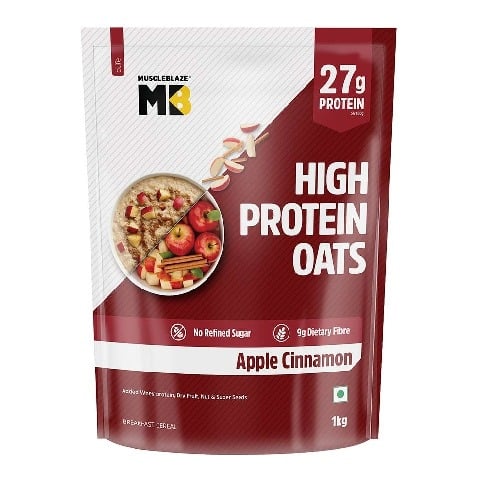 2 - MuscleBlaze High Protein Oats, 1 kg Apple Cinnamon