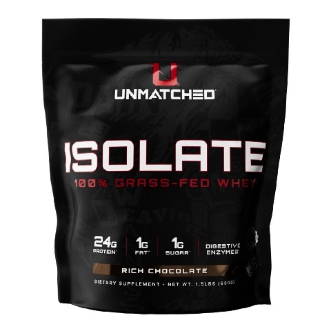 1 - Unmatched Isolate Grass-Fed Whey Protein,  1.5 lb  Rich Chocolate 