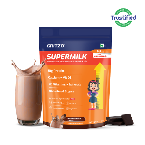 1 - Supermilk Gritzo Growth+ for Girl 7 to 9 years, 800 g Double Chocolate