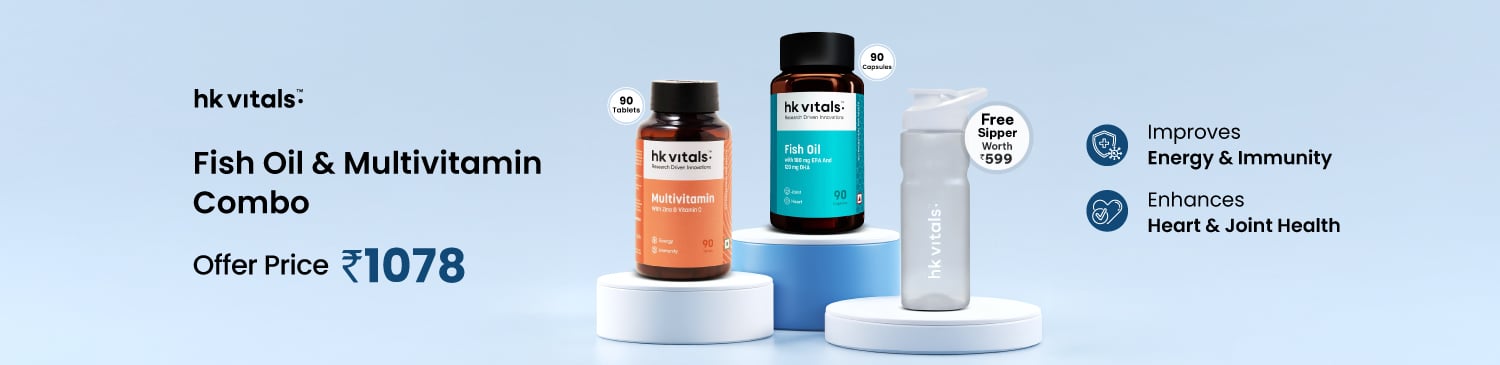 HealthKart HK Vitals Fish Oil & Multivitamin Combo 90 capsules Combo | Offer Price - 1078 + Free Sipper (Worth Rs. 599)
