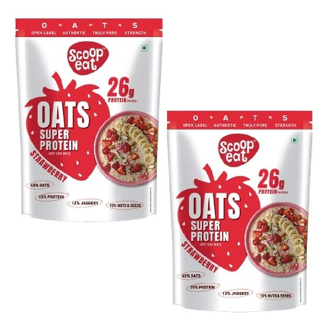1 - Scoopeat 26g Super Protein Oats, 400 g Strawberry (Pack of 2)