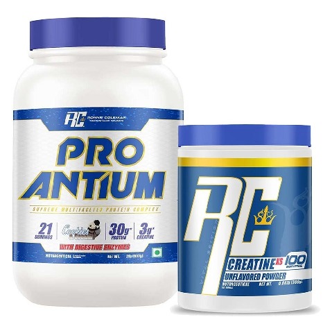 Ronnie Coleman Pro-Antium Whey Protein 2 lb Cookies and Cream & Creatine XS Unflavoured 0.66 lb Combo