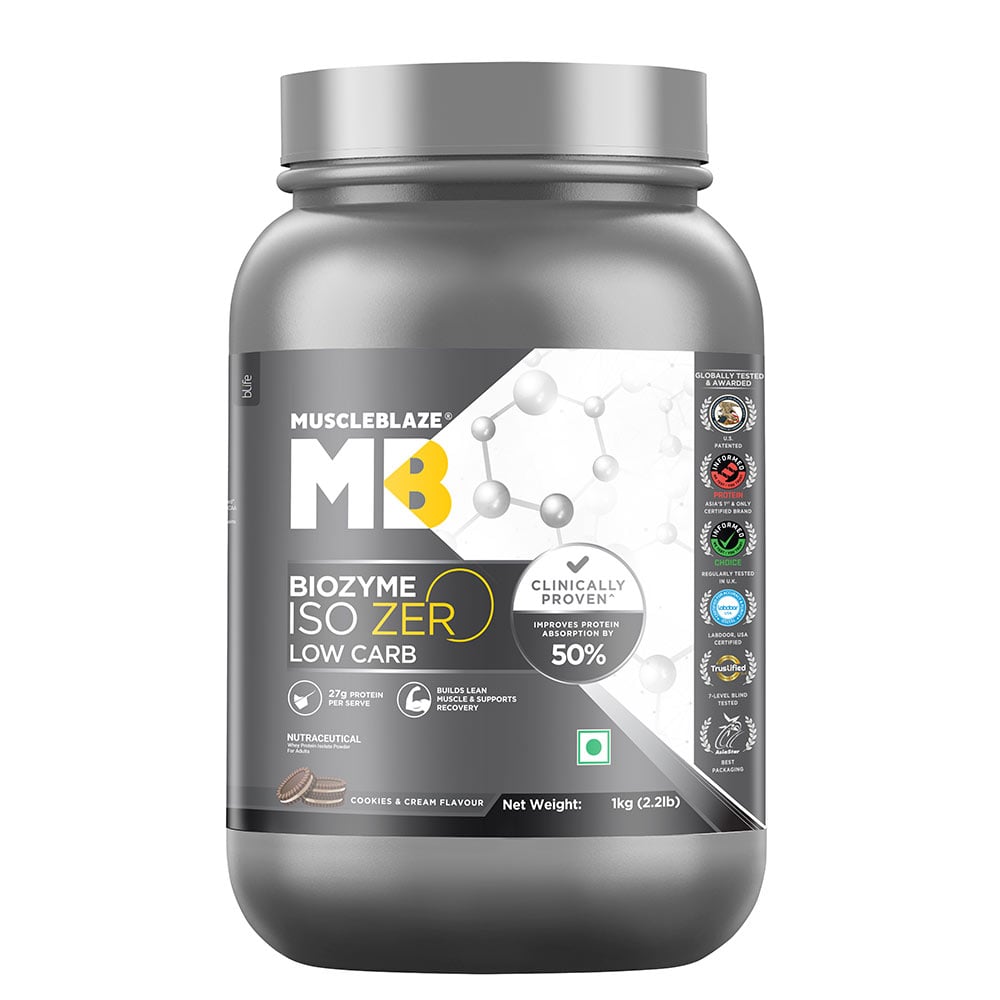 2 - MuscleBlaze Biozyme Iso-Zero,  2.2 lb  Low Carb Cookies & Cream