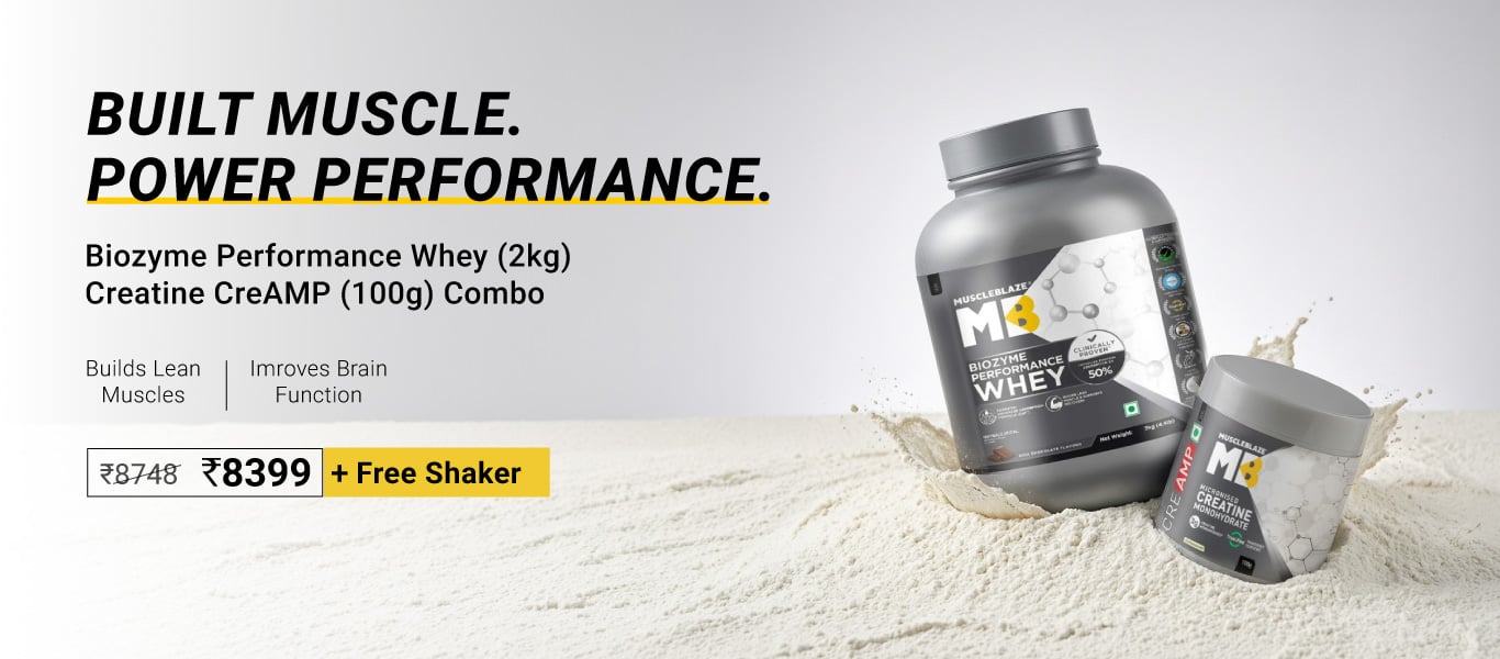 Biozyme Performance Whey 2 kg & Creatine 100g Combo @ 8399 + Free Shaker