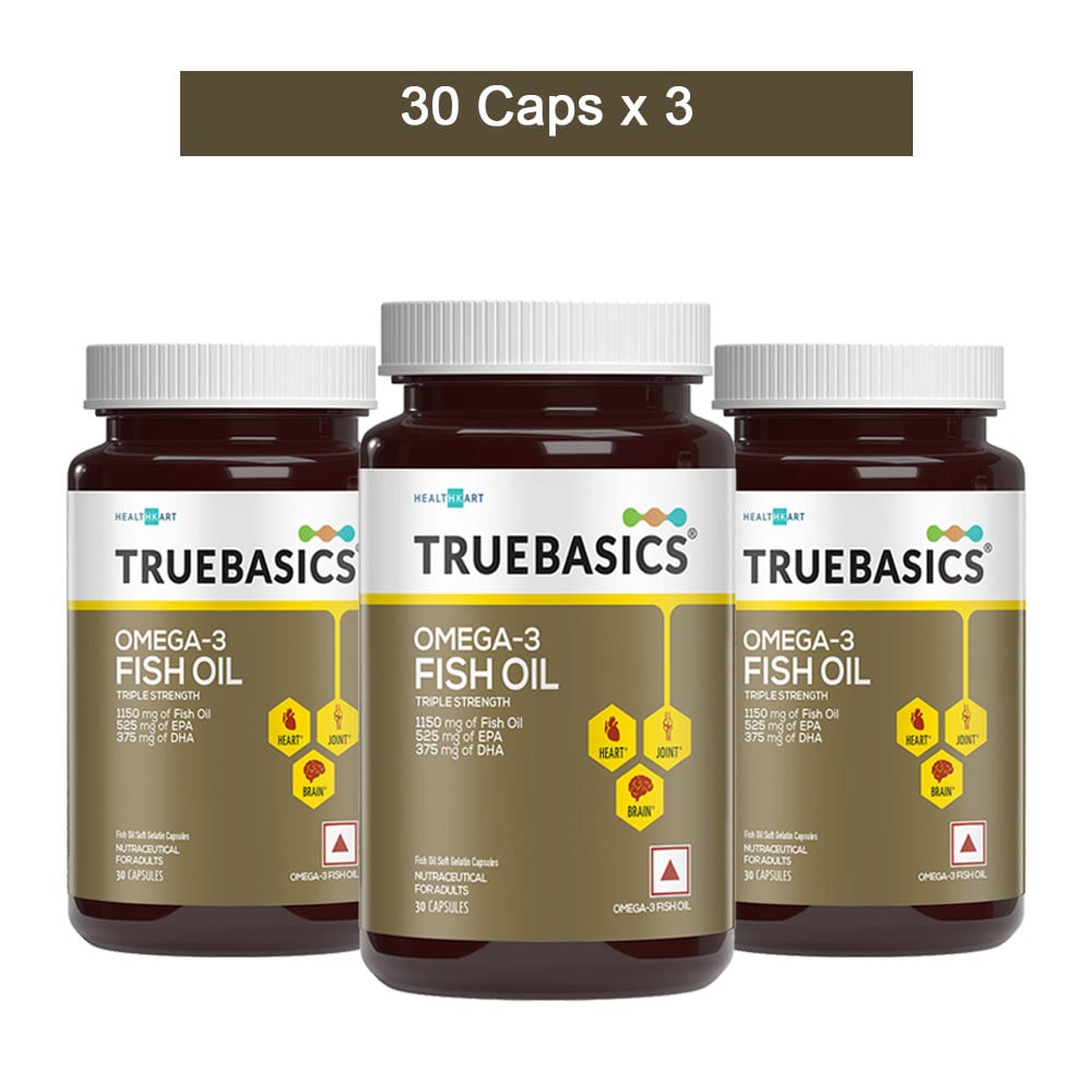 1 - TrueBasics Fish Oil with 1150mg Omega-3 525mg EPA 375mg DHA, 90 capsules
