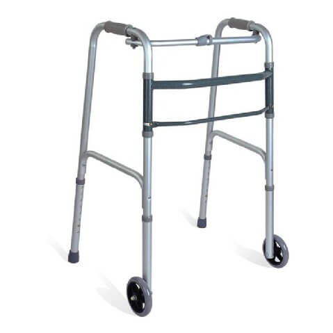 Folding Walker Adj Height with front Wheels