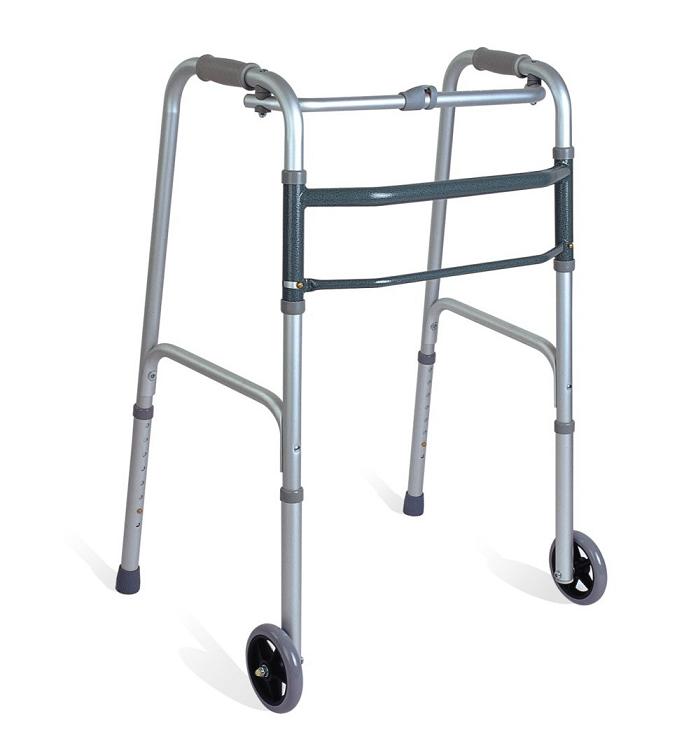 Folding Walker Adj Height with front Wheels