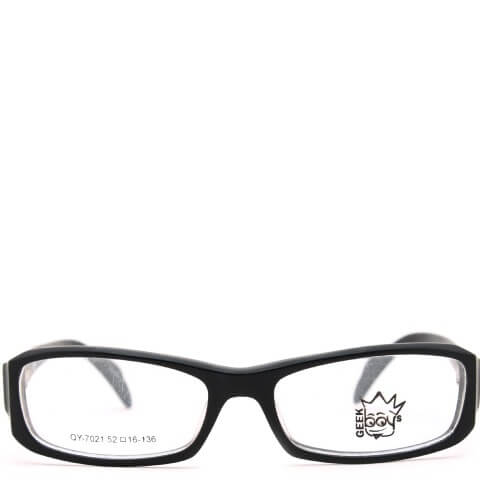 Geek Boy's Eyeglass QY-7021 COL. 001 ,Rectangular,  Black  Single Colour 