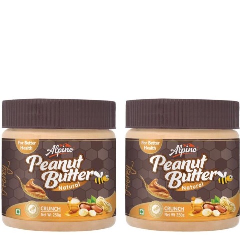 Alpino Alpino Natural Honey Peanut Butter (Pack of 2),  0.250 kg  Crunch 