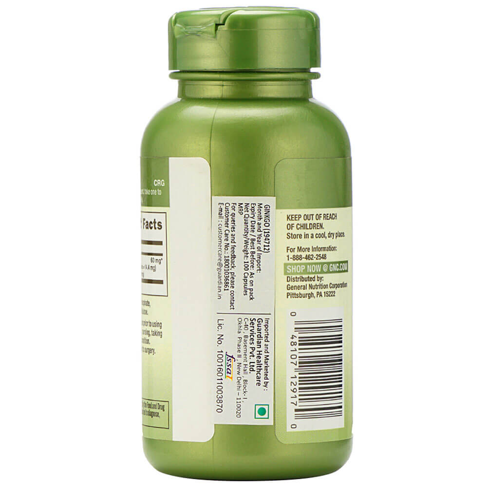 back - GNC Ginkgo Biloba (60mg),  100 capsules 
