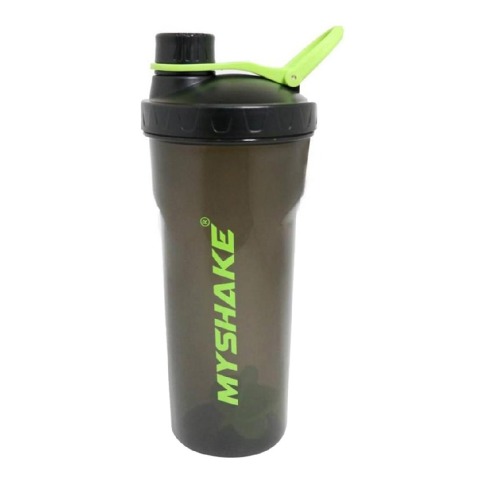 Myshake Lock Protein Shaker Bottle,  Black & Green  600 ml 