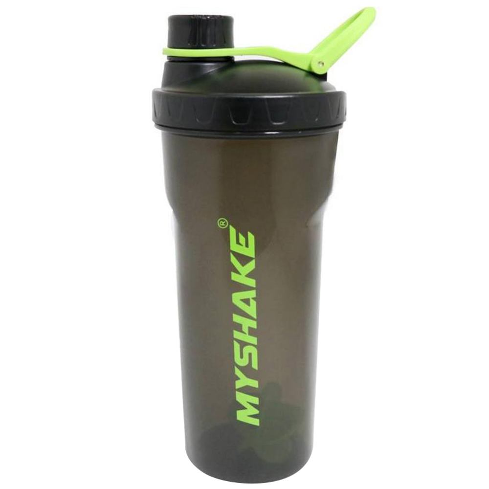 Myshake Lock Protein Shaker Bottle,  Black & Green  600 ml 