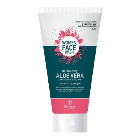 2 - Peaurega Natural Neutralizing Aloe Vera Women Face Wash with Almond and Papaya,  60 g  for All Skin Types 