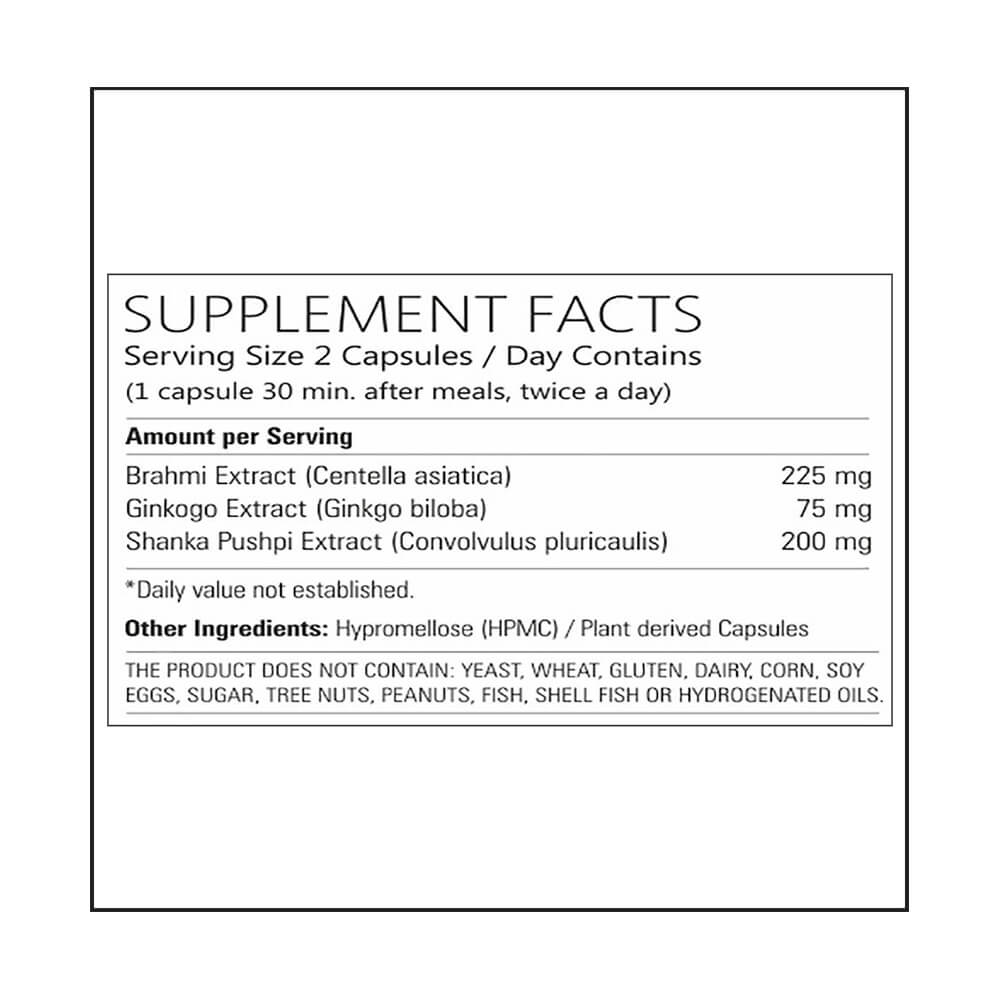 supplement - Bliss Welness Brahmi and Shankpushpi with Ginkgo Biloba,  60 capsules 