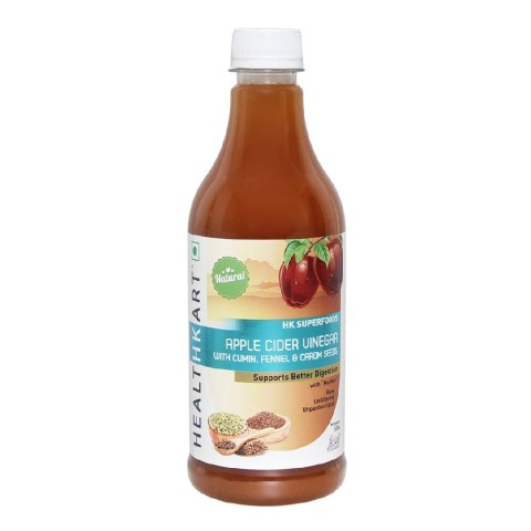 HealthKart Apple Cider Vinegar with Mother NZ,  0.5 L  Cumin, Fennel, Carom Seeds 
