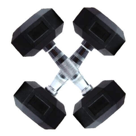 Co-Fit Rubber Hexagon Dumbbells Pair, Black 9 Kg