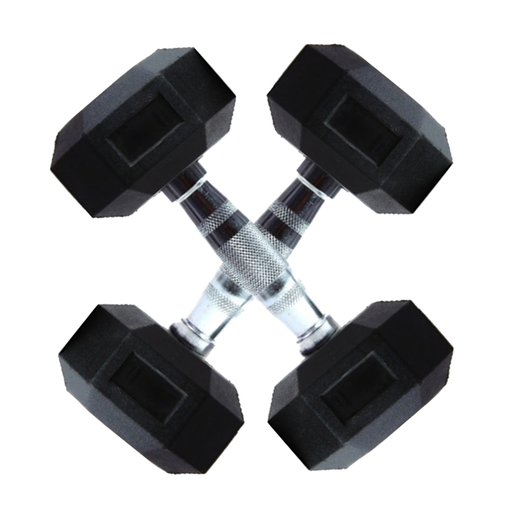 Co-Fit Rubber Hexagon Dumbbells Pair, Black 9 Kg