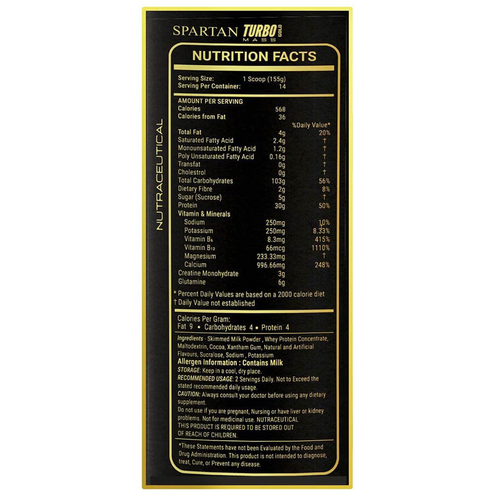 supplement - Spartan Nutrition Turbo Mass Gold,  5 lb  Cafe Mocha 