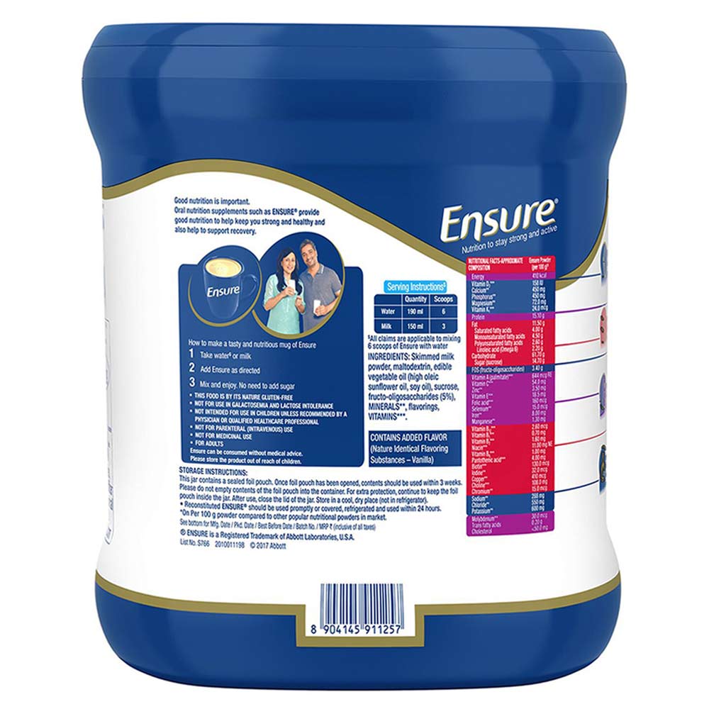 Back - Ensure Adult Nutrition,  Vanilla  0.4 kg 