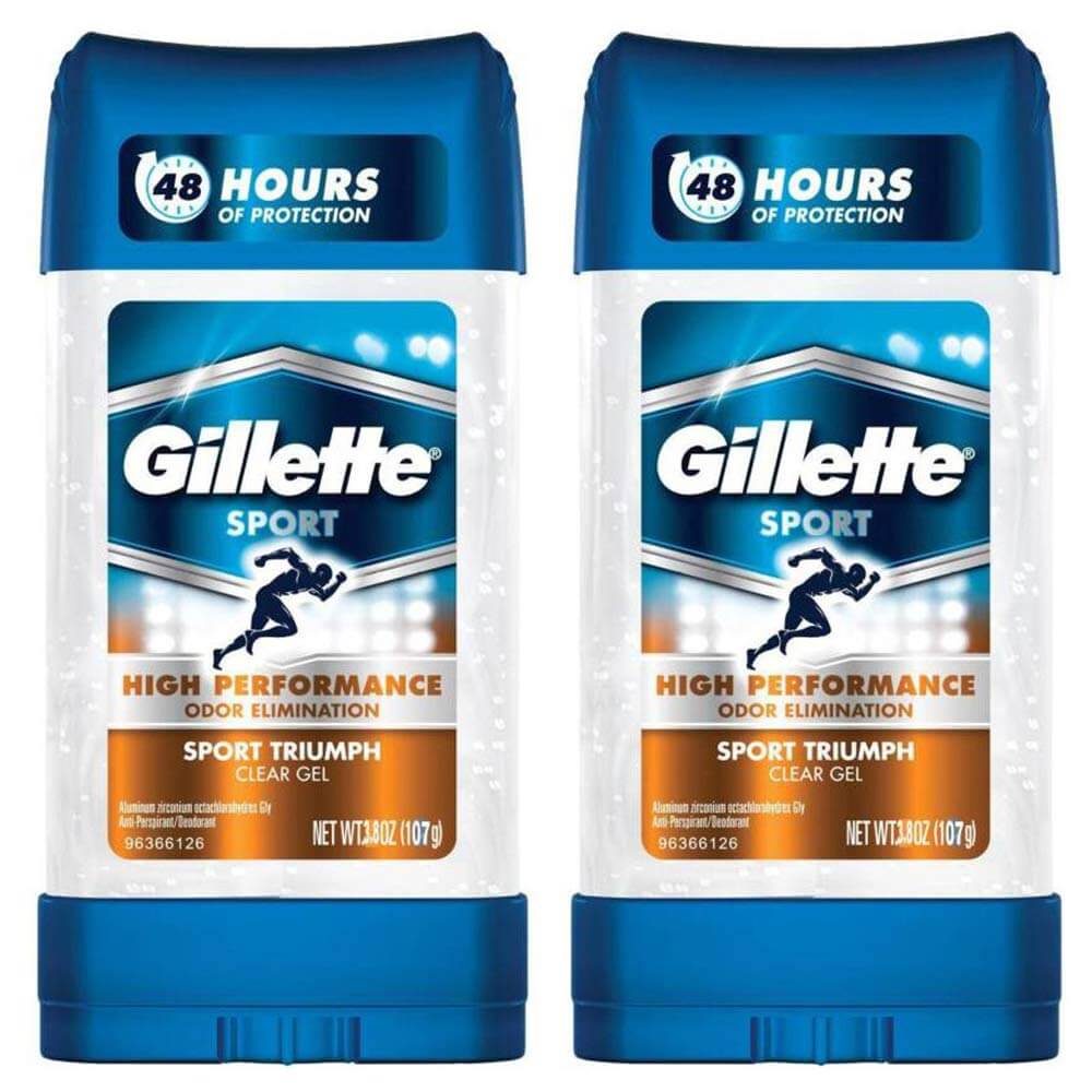 Gillette High Endurance Sport Triumph Clear Gel Anti Perspirant Deodorant Stick (Pack of 2),  107 g  for Men 