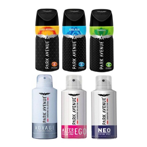 Park Avenue Gm CB Tranquil Voyage Alter Ego and Neo Deodorant Spray Combo,  6 Piece(s)/Pack  for Men 