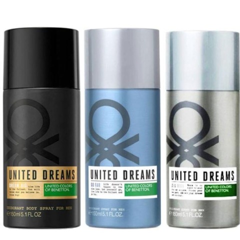 United Colors of Benetton Dream Big AIM High and Go Far Deodorant Spray Combo of 3,  150 ml  for Men 