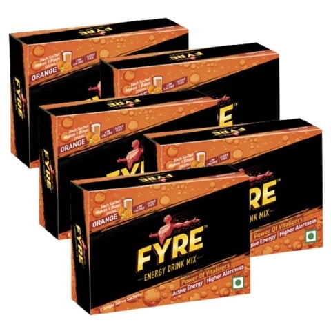 Fyre Energy Drink Mix Pack of 5,  30 sachets/pack  Orange 
