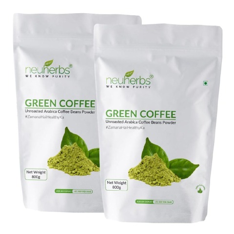 Neuherbs Organic Green Coffee Beans Powder for Weight Loss - Pack of 2,  0.8 kg 