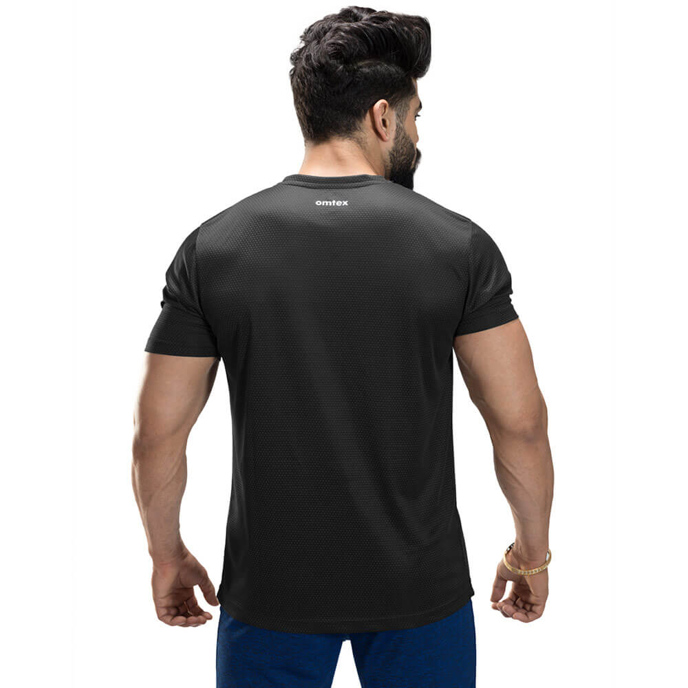 4 - Omtex Gym Polyester T Shirt TS1801,  Black  XL 
