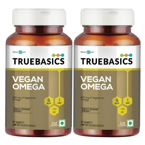 TrueBasics Vegan Omega 870mg of Vegetarian Omega Fatty Acids - Pack Of 2