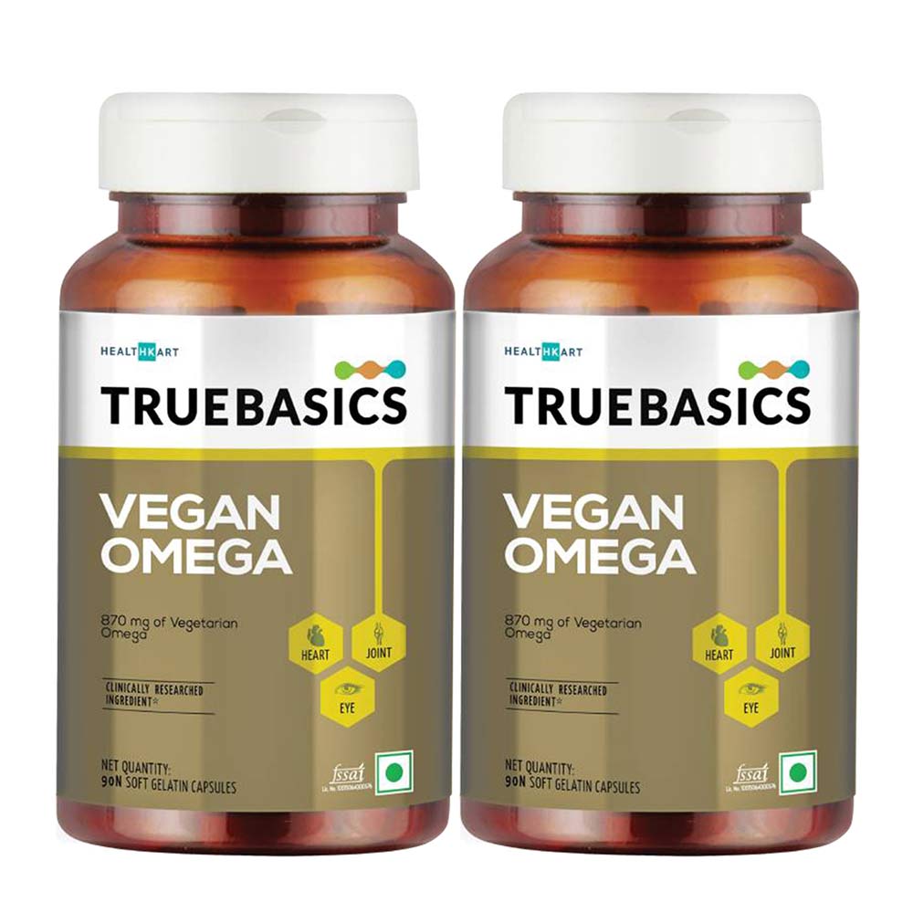 TrueBasics Vegan Omega 870mg of Vegetarian Omega Fatty Acids - Pack Of 2