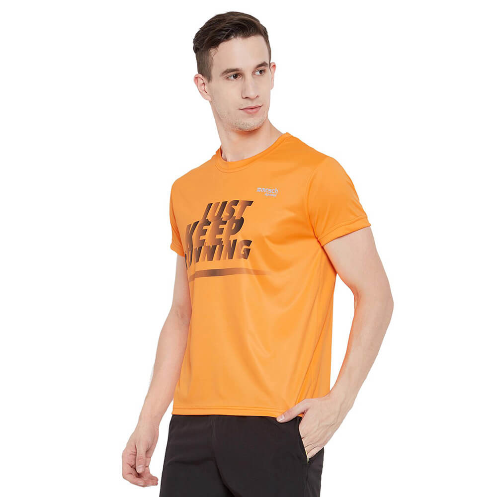 1 - Masch Mens Just Keep Running T Shirt,  Fluorescent Orange  Medium 
